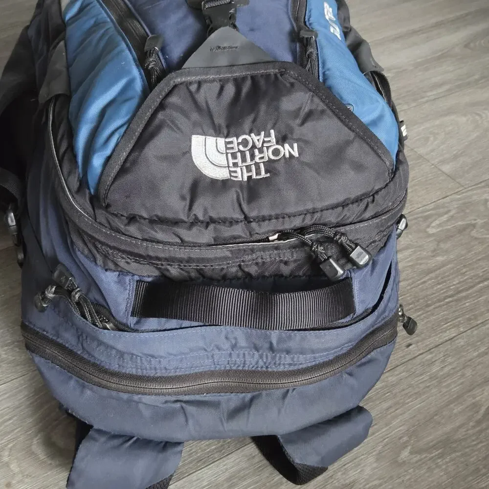 THE NORTH FACE Blue/Gray Nylon SURGE OUTDOOR BACKPACK Camping Hike Gym Gear Bag